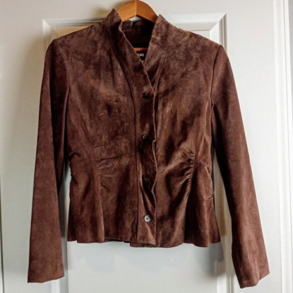 Jones New York Brown Suede Fitted Jacket